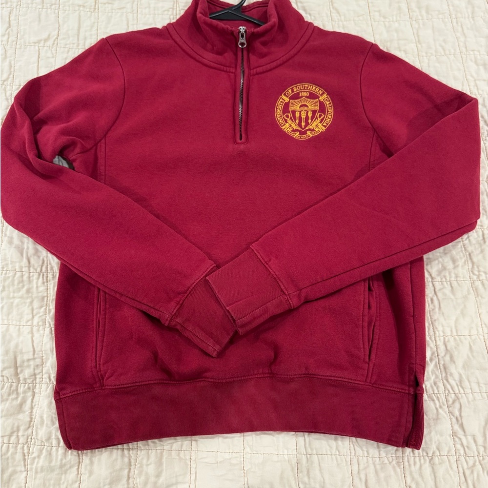 USC Red Half-Zip Sweater